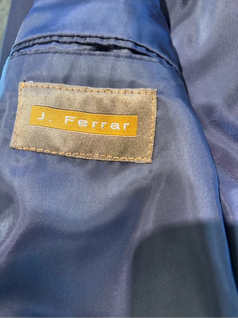 J Ferrar Mens 40R Navy Wool Blend Blazer Sport Coat 3 Button Classic Jacket